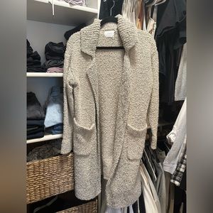 Grey Pocketed Knit Coatigan